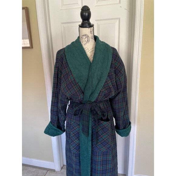 Victoria's Secret Authentic Country Cottons Plaid Terry Cloth Bath Robe M/L - Picture 12 of 16